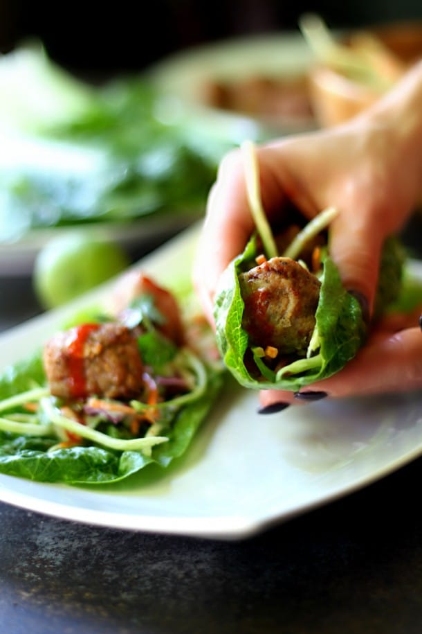 Asian Lettuce Wraps With Teriyaki Pineapple Meatballs