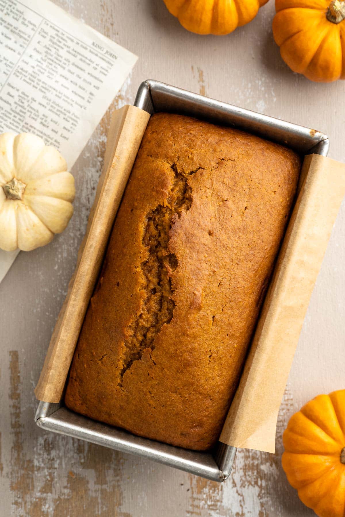 Loaf of pumpkin bread just out of the oven.