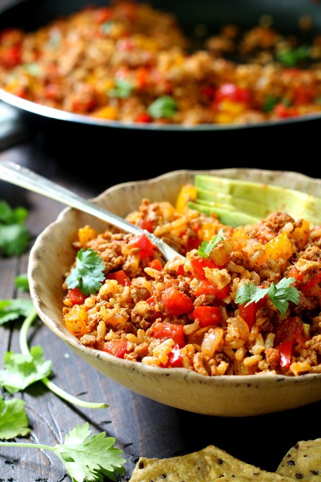 Easy Unstuffed Bell Pepper Skillet- simple, flavorful, full of protein and fiber and entirely dairy and gluten free!