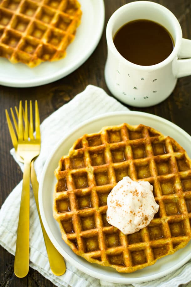 Gluten-Free Pumpkin Protein Waffles - Kim's Cravings