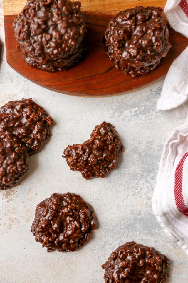 no. bake cookies and one with a bite taken out