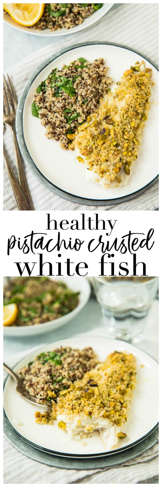 Pinterest image of Healthy Pistachio Crusted White Fish