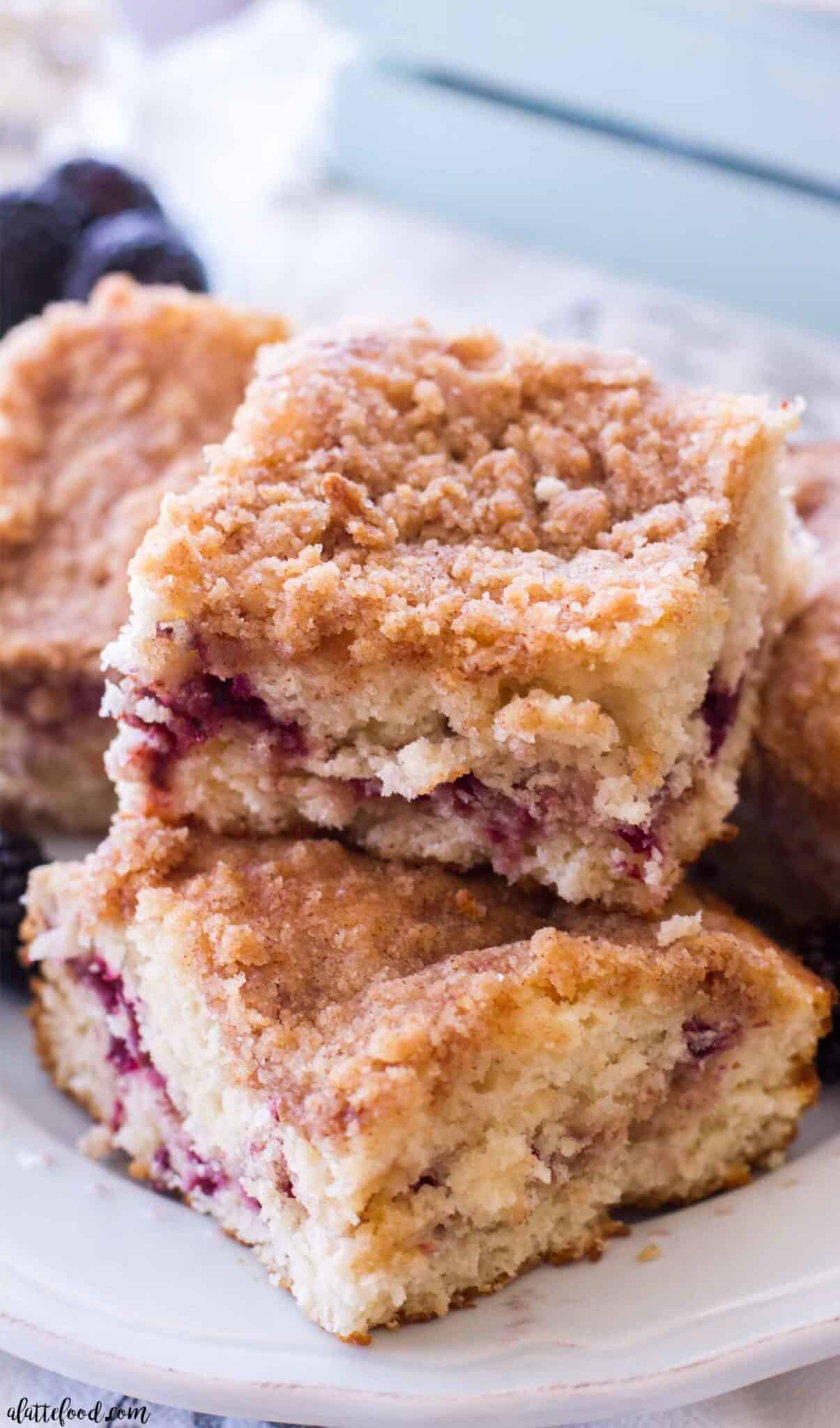 sliced blackberry coffee cake