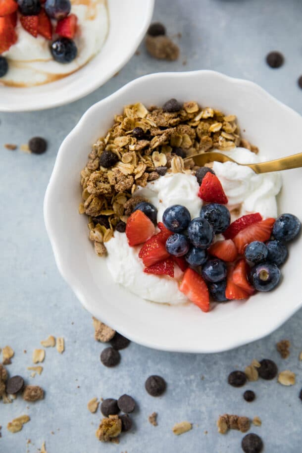 Vanilla Almond Butter Protein Granola - Kim's Cravings