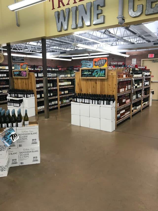 wine and beer section at Trader Joe's