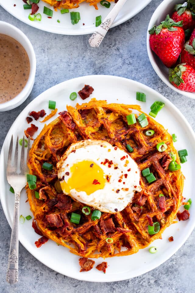 savory bacon sweet potato waffles 