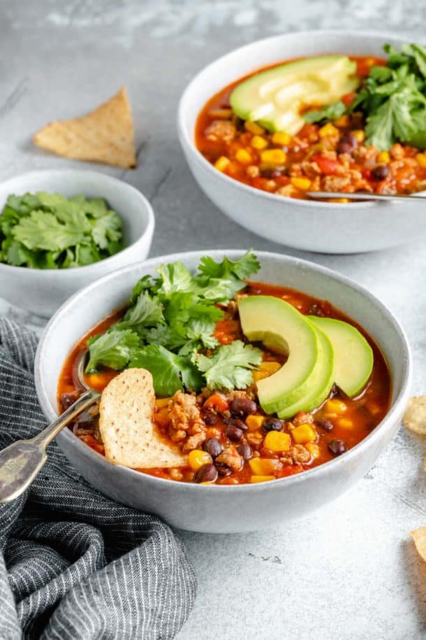 Healthy Taco Soup {Easy to Make} - Kim's Cravings