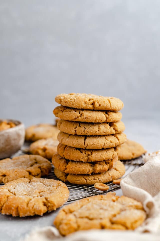 large stack of peanut butter cookies 