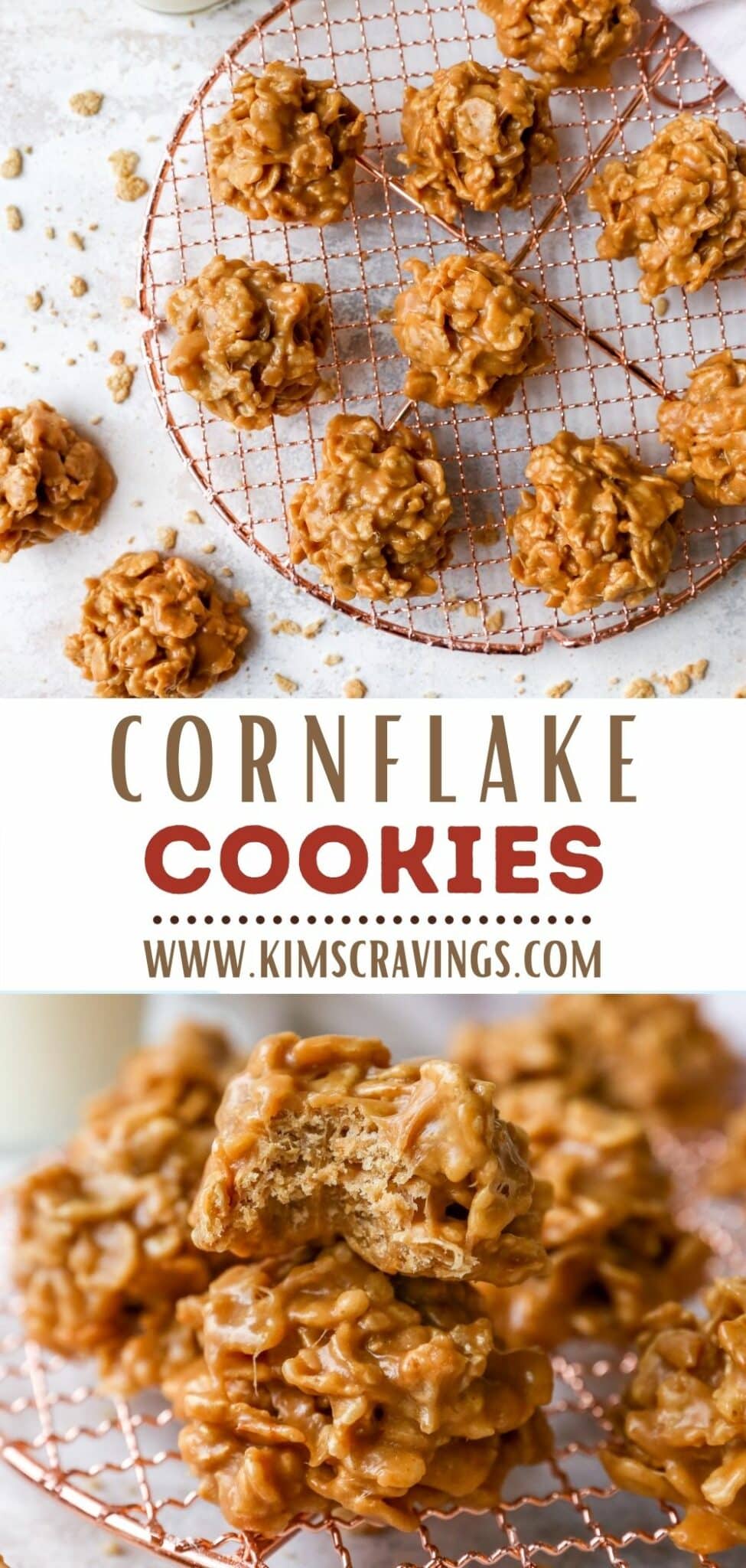 No Bake Peanut Butter Cornflake Cookies (5 ingredients!) - Kim's Cravings