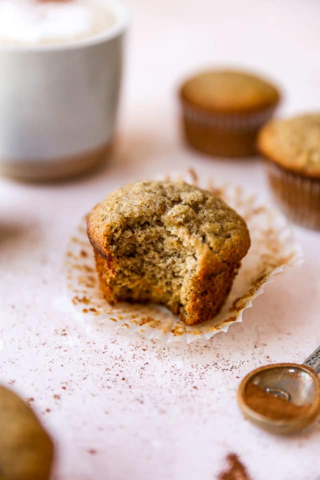 banana muffin with bite taken out