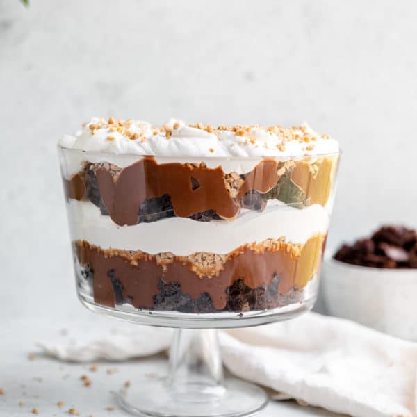 death by chocolate dessert served in a trifle bowl