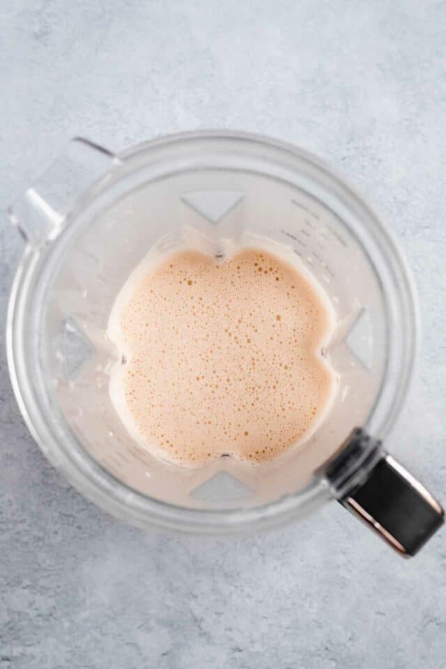 Dutch baby batter in a blender.