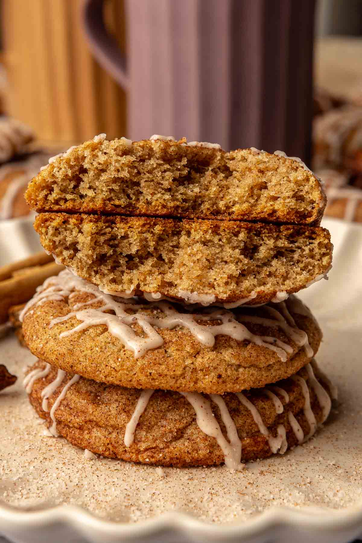 A spicy cookie split in half.